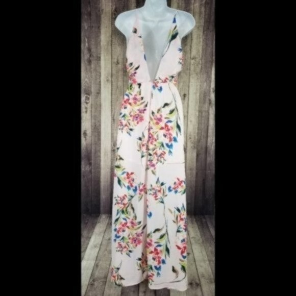 Lush V-neck Surplice Maxi Dress in Mauve Floral NEW - Picture 3 of 5